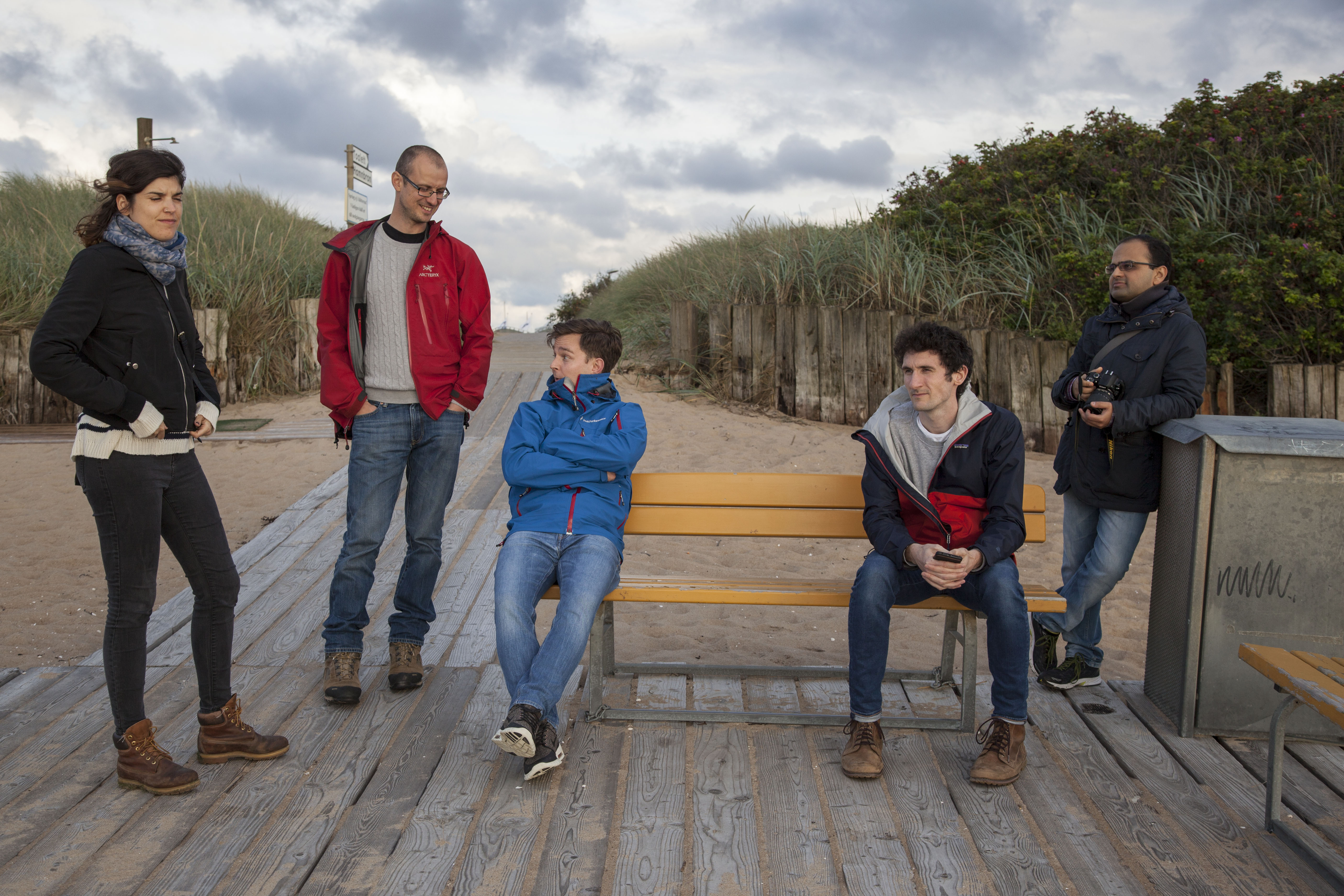 Image 8. Sandy beach at Ängelholm. Berta, Kostya, Ulrich and Sam.