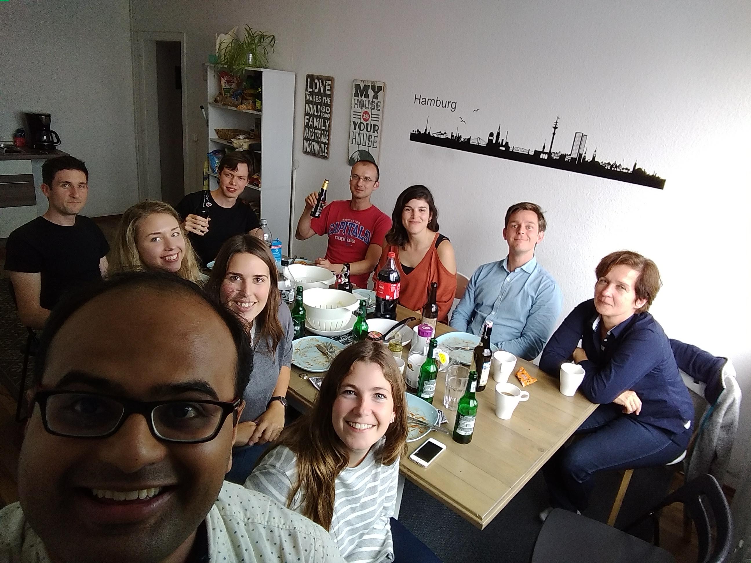 Image 1. Khodosevich group having a lunch upon arrival to Hamburg.