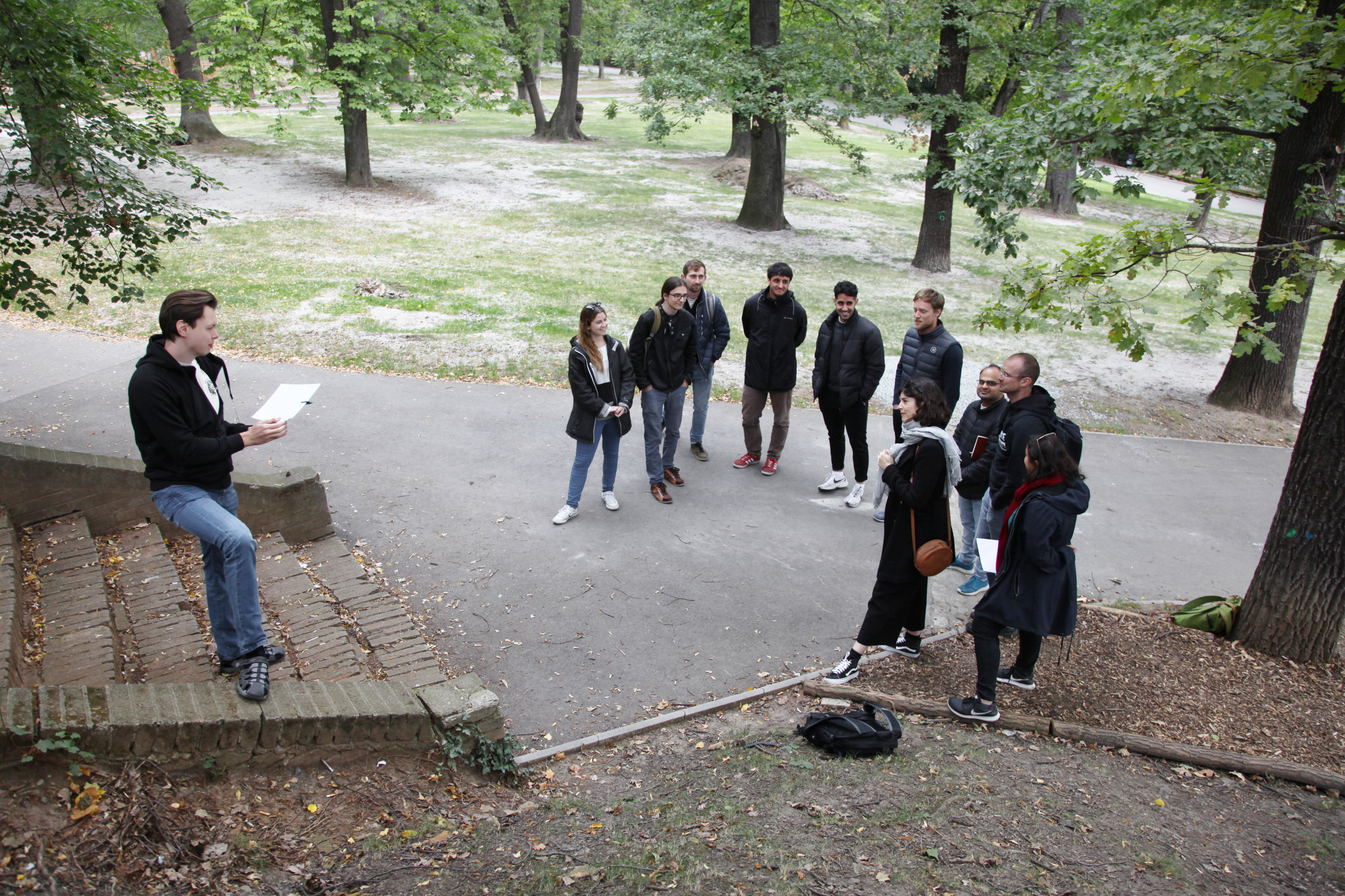 Image 28. Open air workshop. Viktor is presenting a project on behalf of his team.