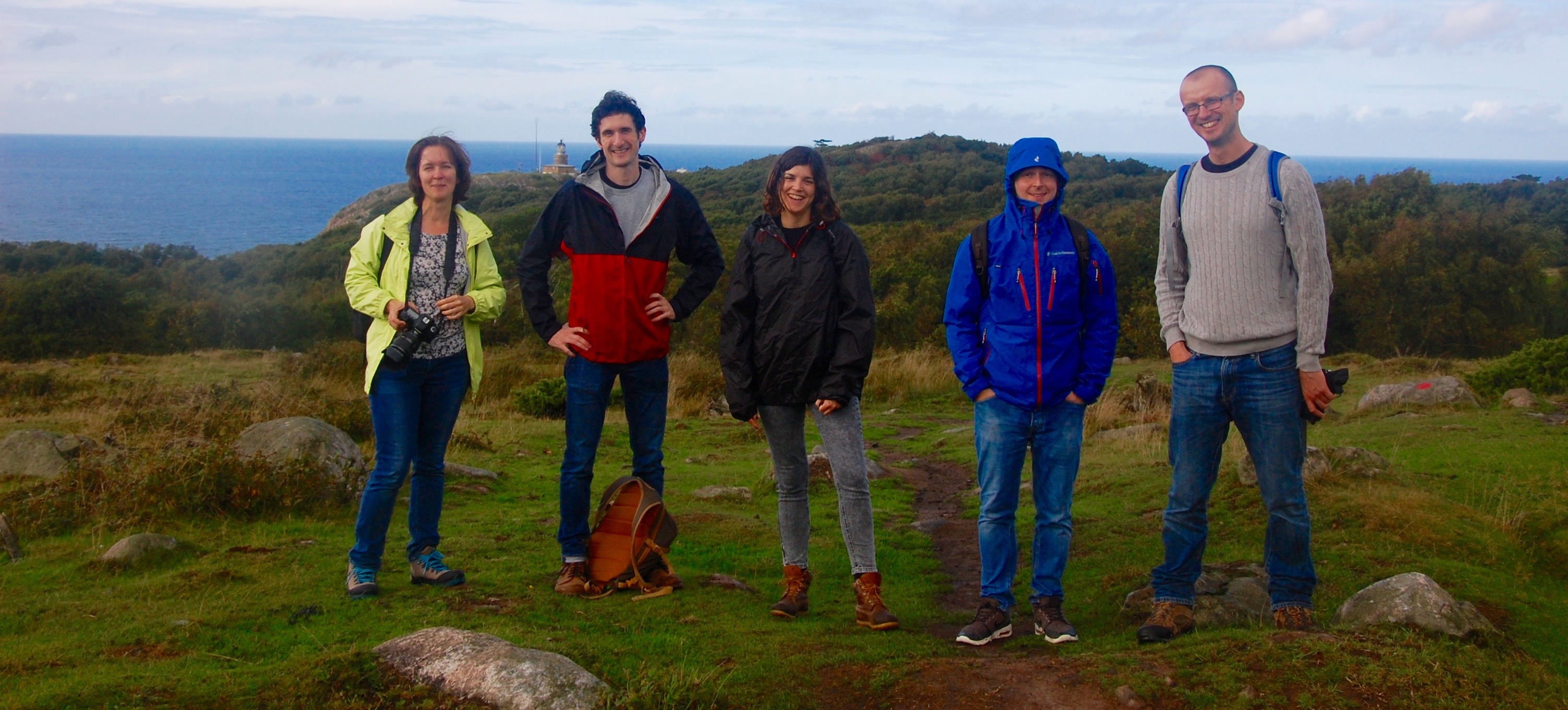 Image 6. Walking in Kullaberg Nature Reserve. Group photo: Irina, Sam, Berta, Ulrich and Kostya.